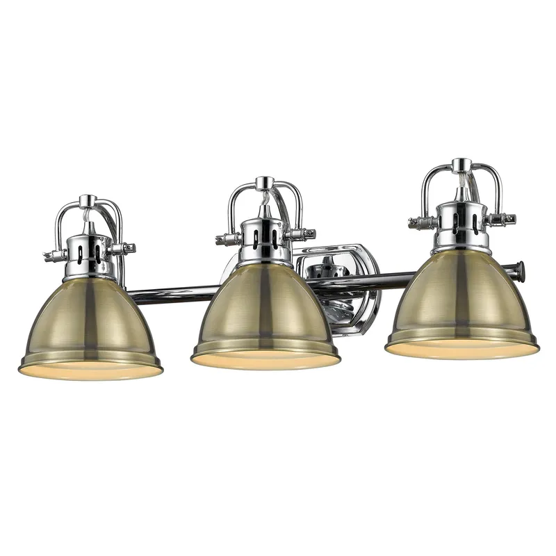 Yep by Golden Lighting Duncan 3-light Vanity in Chrome and Aged Brass shade — Golden Lighting LED Wall Lights 100.0W 