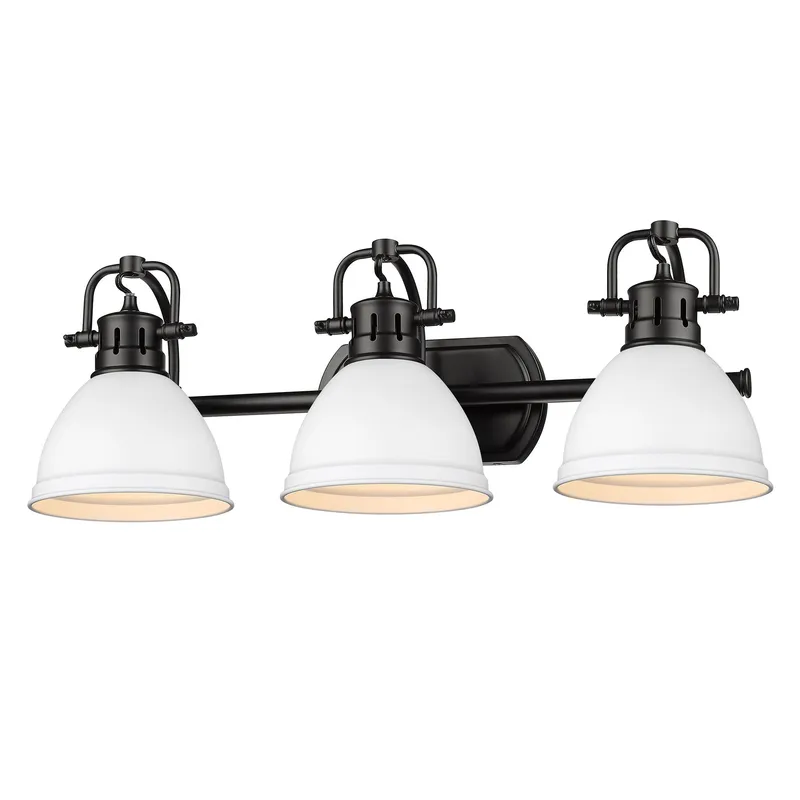 Yep by Golden Lighting Duncan 3-light Vanity in Matte Black and Matte White shade — Golden Lighting LED Wall Lights 100.0W 