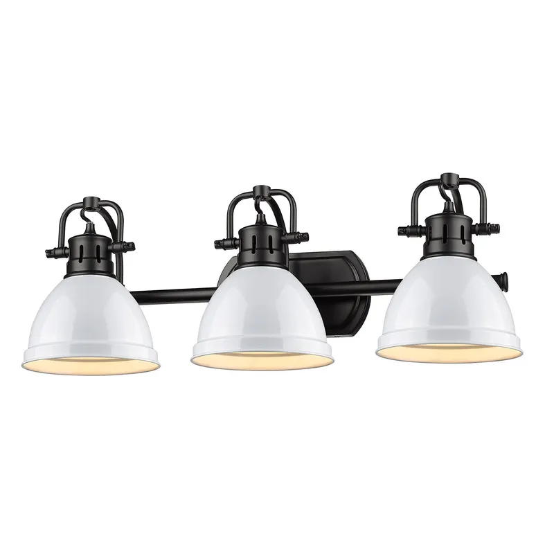 Yep by Golden Lighting Duncan 3-light Vanity in Matte Black and White shade — Golden Lighting LED Wall Lights 100.0W 