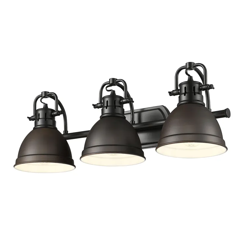 Yep by Golden Lighting Duncan 3-light Vanity in Matte Black and Rubbed Bronze shade — Golden Lighting LED Wall Lights 100.0W 
