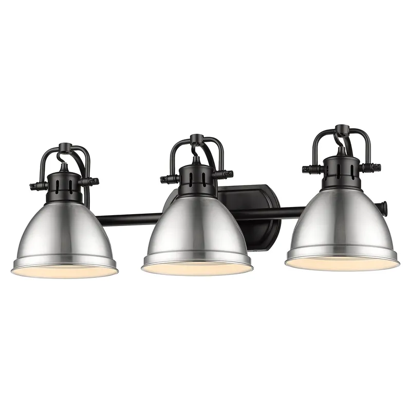 Yep by Golden Lighting Duncan 3-light Vanity in Matte Black and Pewter shade — Golden Lighting LED Wall Lights 100.0W 