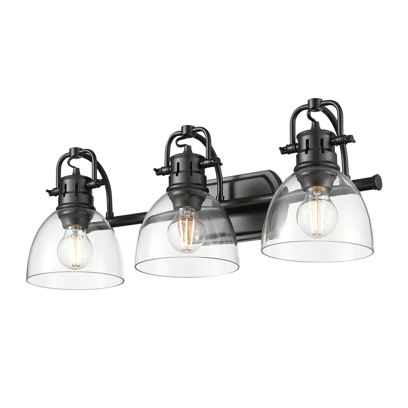 Yep by Golden Lighting Duncan 3-light Vanity in Matte Black and Clear Glass — Golden Lighting LED Wall Lights  
