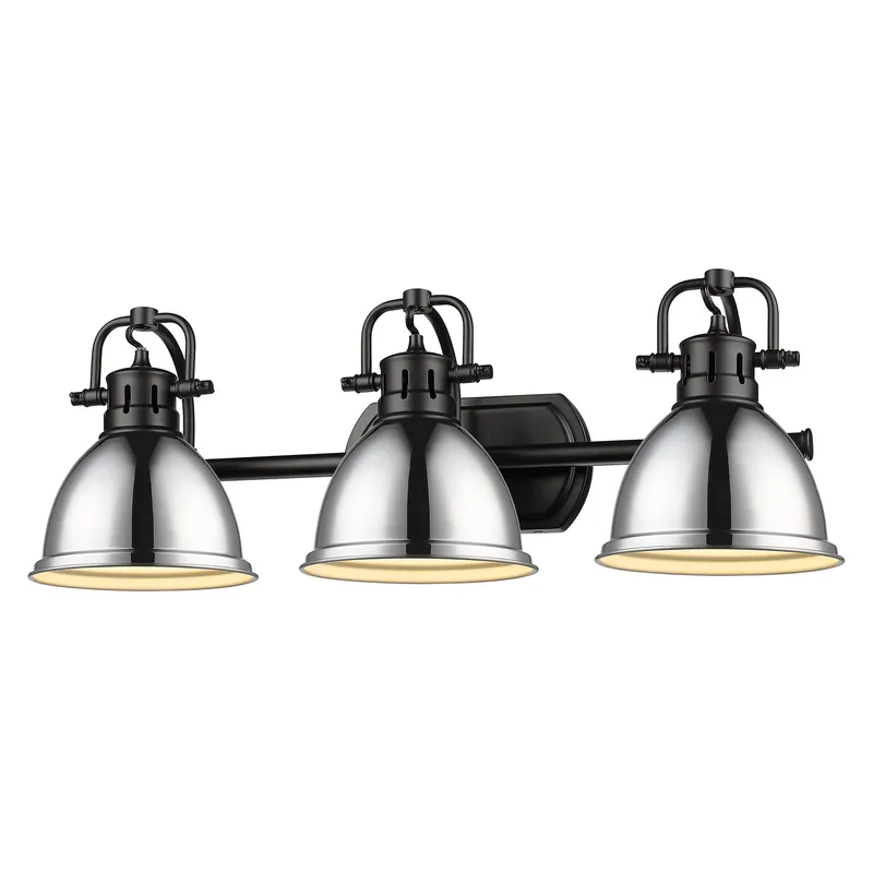 Yep by Golden Lighting Duncan 3-light Vanity in Matte Black and Chrome shade — Golden Lighting LED Wall Lights  
