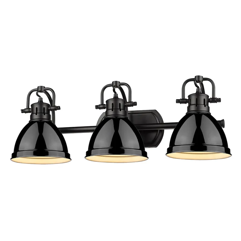 Yep by Golden Lighting Duncan 3-light Vanity in Matte Black and Black shade — Golden Lighting LED Wall Lights  