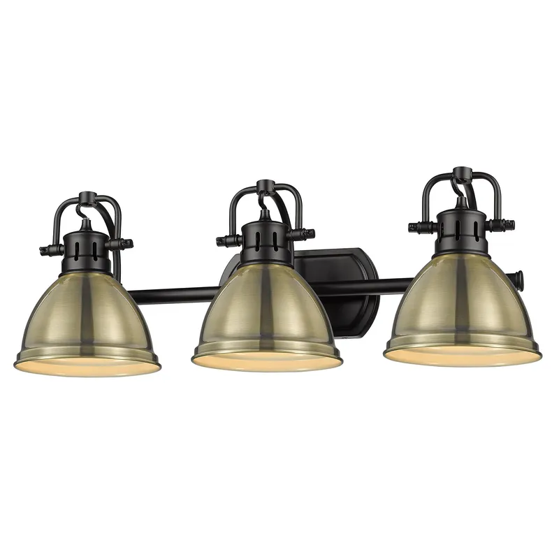 Yep by Golden Lighting Duncan 3-light Vanity in Matte Black and Aged Brass shade — Golden Lighting LED Wall Lights  