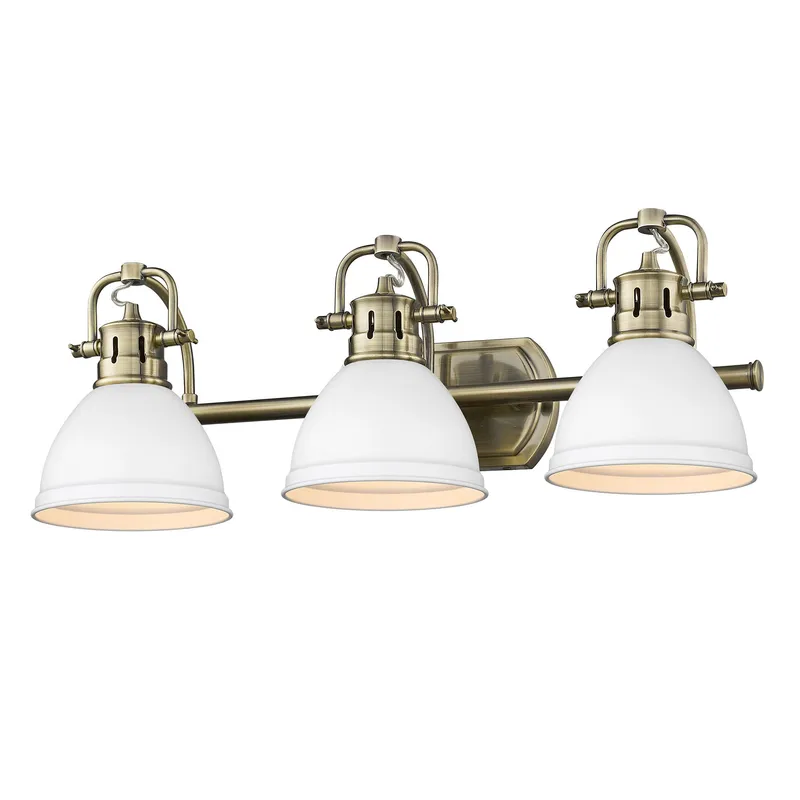 Yep by Golden Lighting Duncan 3-light Vanity in Aged Brass and Matte White shade — Golden Lighting LED Wall Lights  