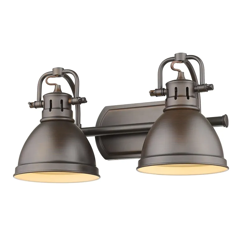 Duncan 2-light Vanity in Rubbed Bronze — Golden Lighting LED Wall Lights  