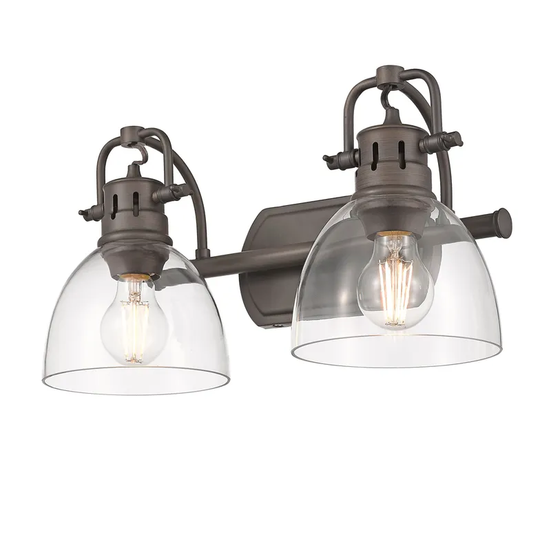 Yep by Golden Lighting Duncan 2-light Vanity in Rubbed Bronze and Clear Glass — Golden Lighting LED Wall Lights 100.0W 