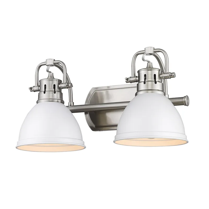 Yep by Golden Lighting Duncan 2-light Vanity in Pewter and Matte White shade — Golden Lighting LED Wall Lights 100.0W 