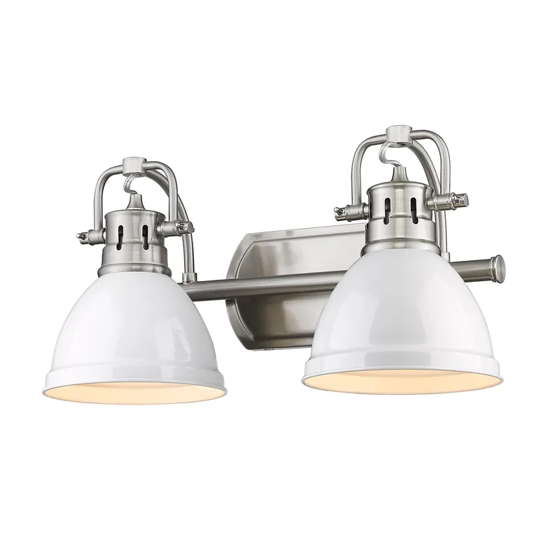 Yep by Golden Lighting Duncan 2-light Vanity in Pewter and White shade — Golden Lighting LED Wall Lights 100.0W 