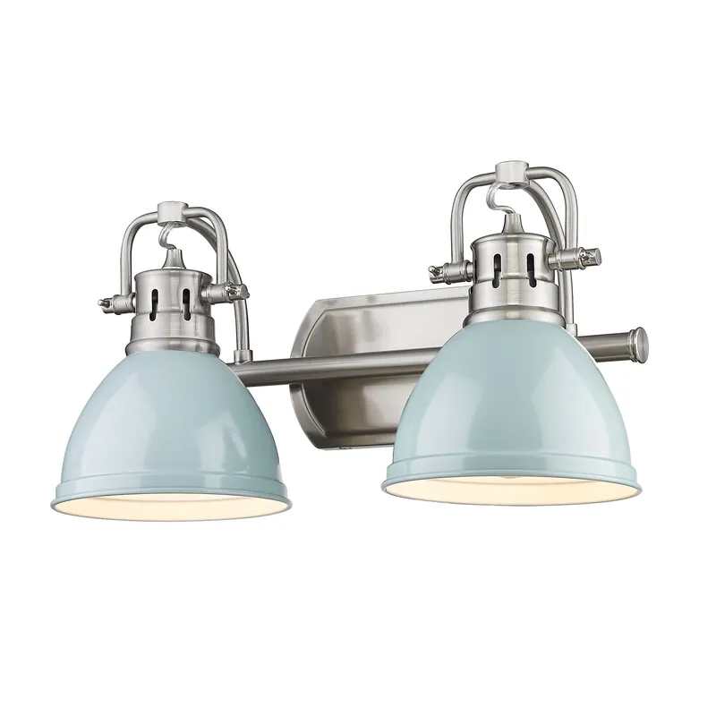 Yep by Golden Lighting Duncan 2-light Vanity in Pewter and Seafoam shade — Golden Lighting LED Wall Lights  