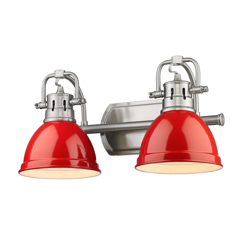 Yep by Golden Lighting Duncan 2-light Vanity in Pewter and Red shade — Golden Lighting LED Wall Lights 100.0W 