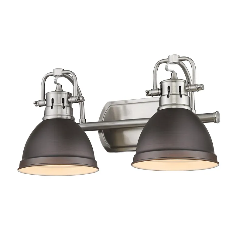 Yep by Golden Lighting Duncan 2-light Vanity in Pewter and Rubbed Bronze shade — Golden Lighting LED Wall Lights 100.0W 