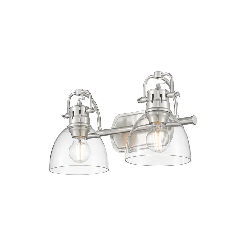 Yep by Golden Lighting Duncan 2-light Vanity in Pewter and Clear Glass — Golden Lighting LED Wall Lights  