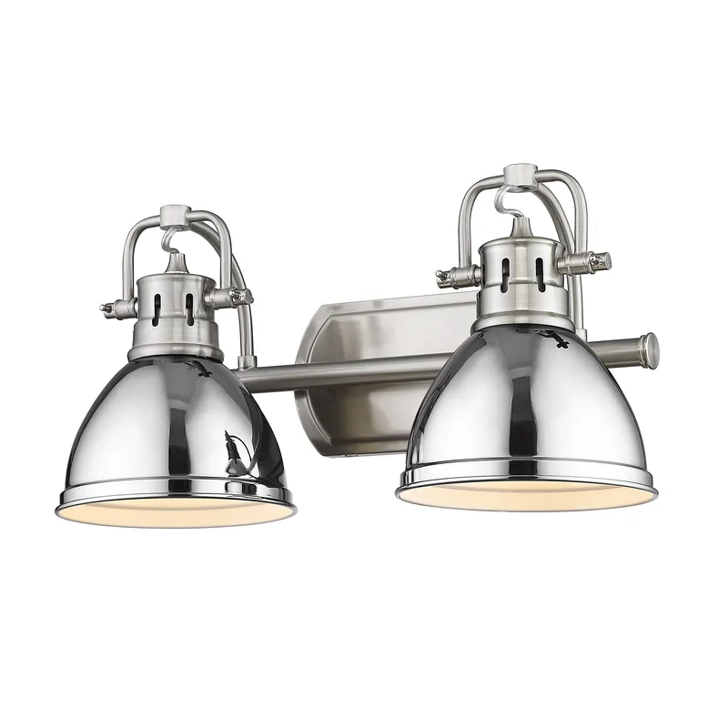 Yep by Golden Lighting Duncan 2-light Vanity in Pewter and Chrome shade — Golden Lighting LED Wall Lights  