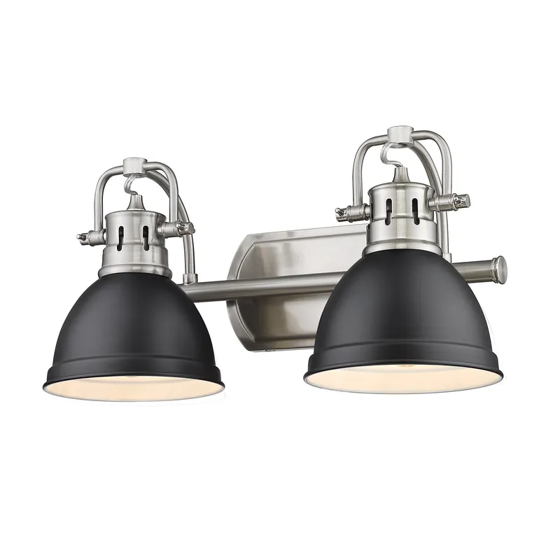 Yep by Golden Lighting Duncan 2-light Vanity in Pewter and Matte Black shade — Golden Lighting LED Wall Lights  
