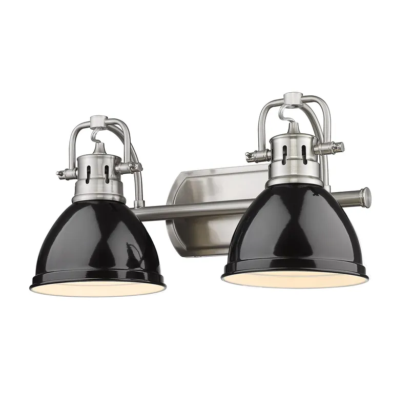 Yep by Golden Lighting Duncan 2-light Vanity in Pewter and Black shade — Golden Lighting LED Wall Lights  