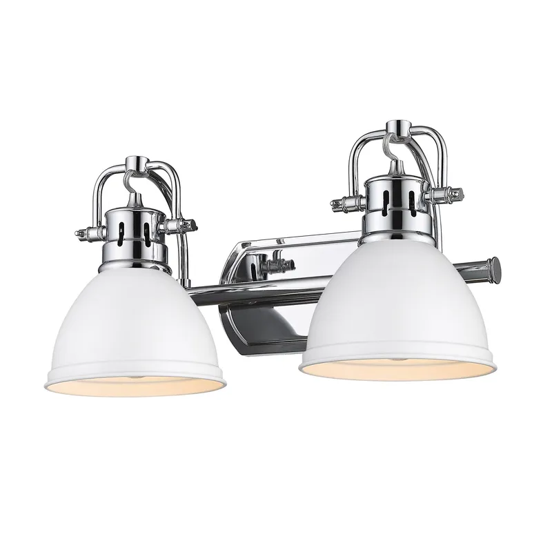 Yep by Golden Lighting Duncan 2-light Vanity in Chrome and Matte White shade — Golden Lighting LED Wall Lights  