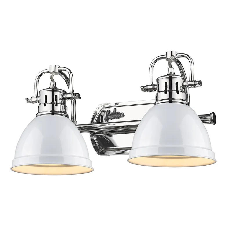 Yep by Golden Lighting Duncan 2-light Vanity in Chrome and White shade — Golden Lighting LED Wall Lights 100.0W 