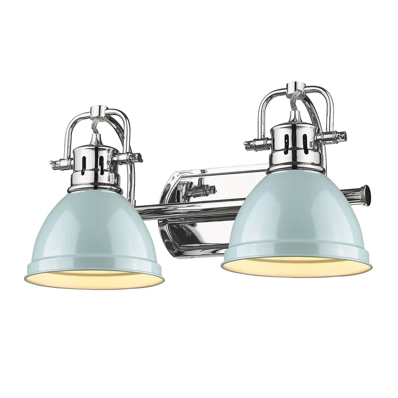 Yep by Golden Lighting Duncan 2-light Vanity in Chrome and Seafoam shade — Golden Lighting LED Wall Lights 100.0W 