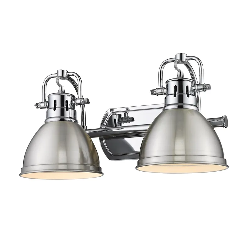 Yep by Golden Lighting Duncan 2-light Vanity in Chrome and Pewter shade — Golden Lighting LED Wall Lights  