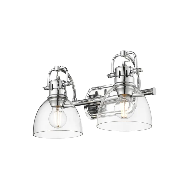Yep by Golden Lighting Duncan 2-light Vanity in Chrome and Clear Glass — Golden Lighting LED Wall Lights  