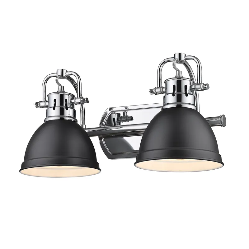 Yep by Golden Lighting Duncan 2-light Vanity in Chrome and Matte Black shade — Golden Lighting LED Wall Lights  