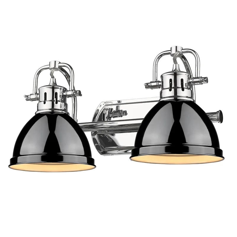 Yep by Golden Lighting Duncan 2-light Vanity in Chrome and Black shade — Golden Lighting LED Wall Lights  