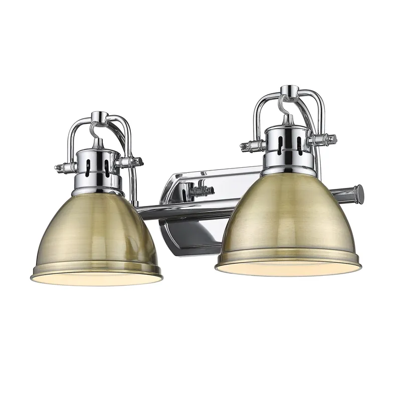 Yep by Golden Lighting Duncan 2-light Vanity in Chrome and Aged Brass shade — Golden Lighting LED Wall Lights 100.0W 