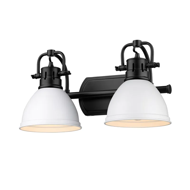 Yep by Golden Lighting Duncan 2-light Vanity in Matte Black and Matte White shade — Golden Lighting LED Wall Lights 100.0W 
