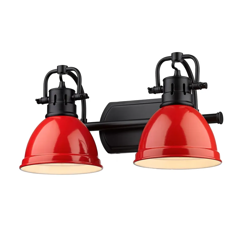 Yep by Golden Lighting Duncan 2-light Vanity in Matte Black and Red shade — Golden Lighting LED Wall Lights  
