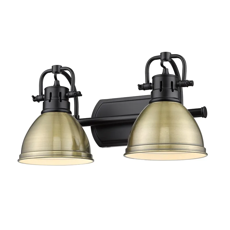 Yep by Golden Lighting Duncan 2-light Vanity in Matte Black and Aged Brass shade — Golden Lighting LED Wall Lights 100.0W 
