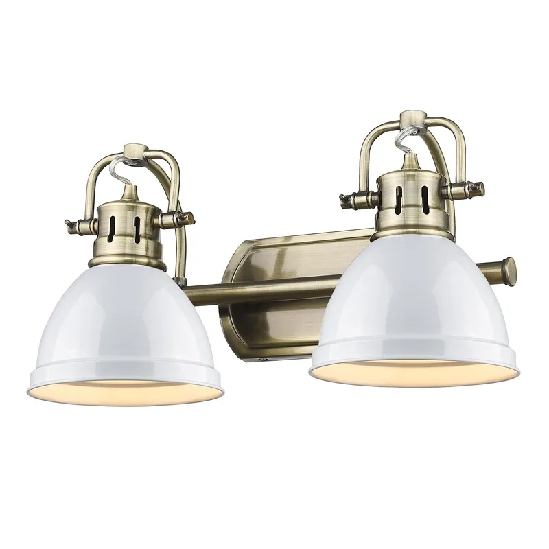 Yep by Golden Lighting Duncan 2-light Vanity in Aged Brass and White shade — Golden Lighting LED Wall Lights 100.0W 
