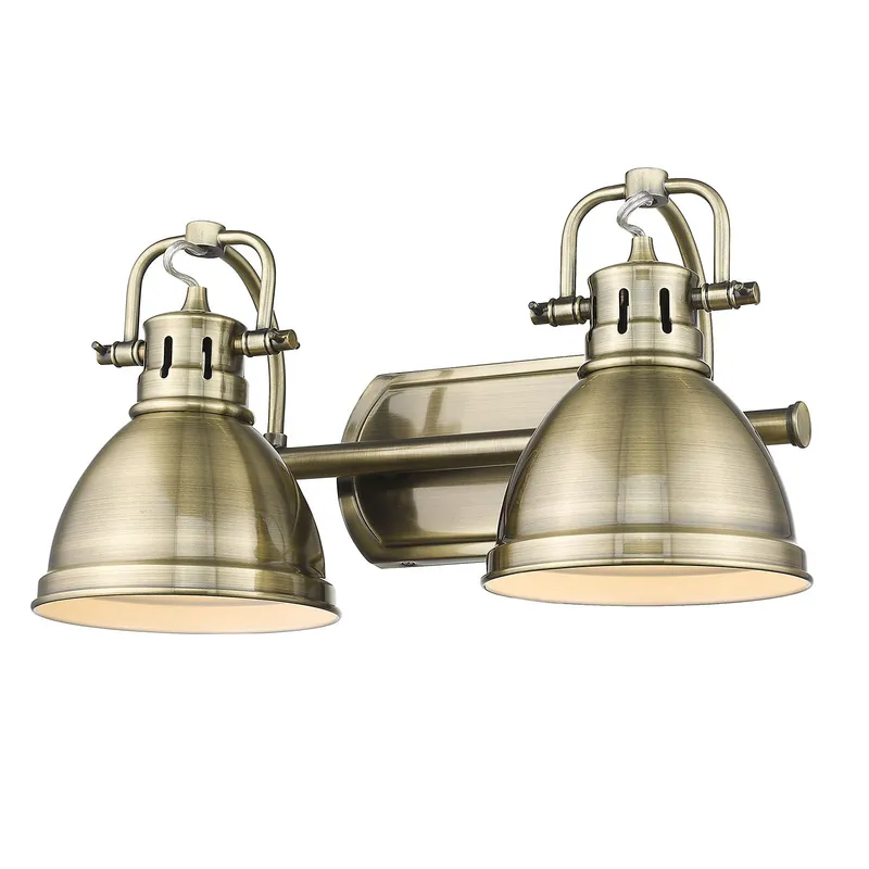 Yep by Golden Lighting Duncan 2-light Vanity in Aged Brass — Golden Lighting LED Wall Lights 100.0W 