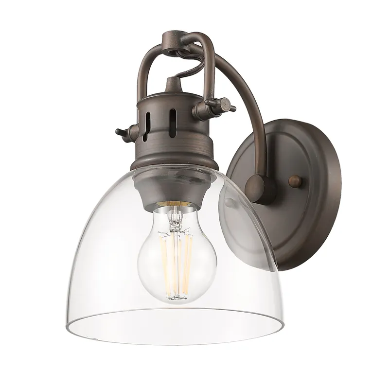 Yep by Golden Lighting Duncan 1-light Vanity in Rubbed Bronze and Clear Glass — Golden Lighting LED Wall Lights  