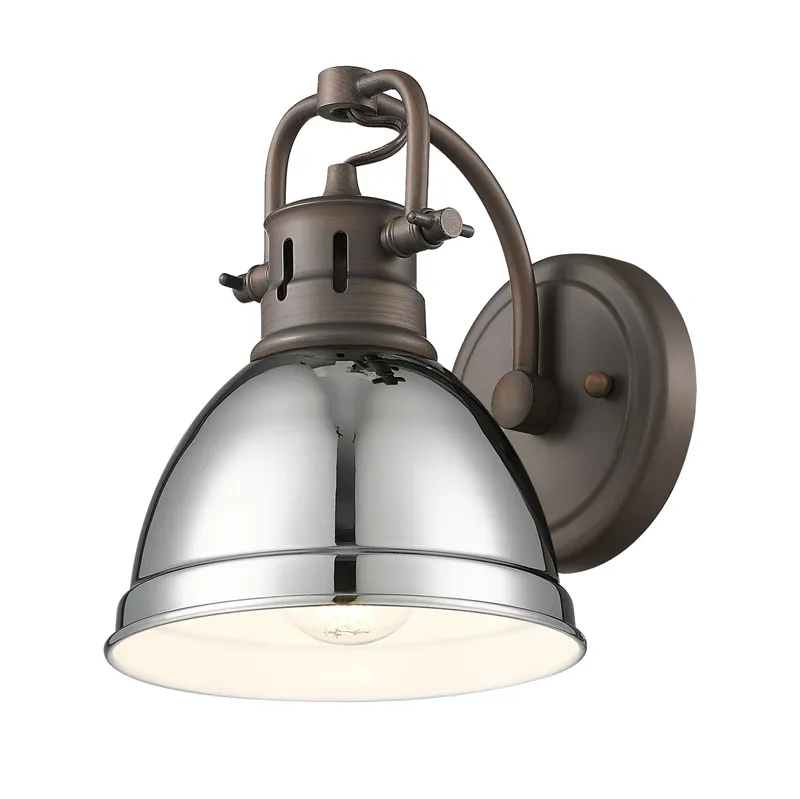 Yep by Golden Lighting Duncan 1-light Vanity in Rubbed Bronze and Chrome shade — Golden Lighting LED Wall Lights  