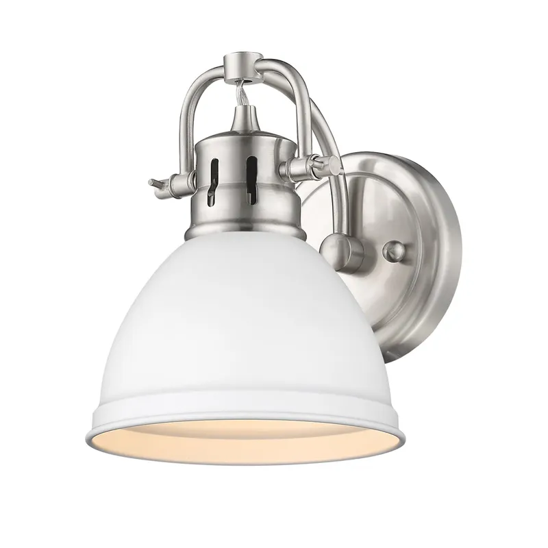 Yep by Golden Lighting Duncan 1-light Vanity in Pewter and Matte White shade — Golden Lighting LED Wall Lights 100.0W 