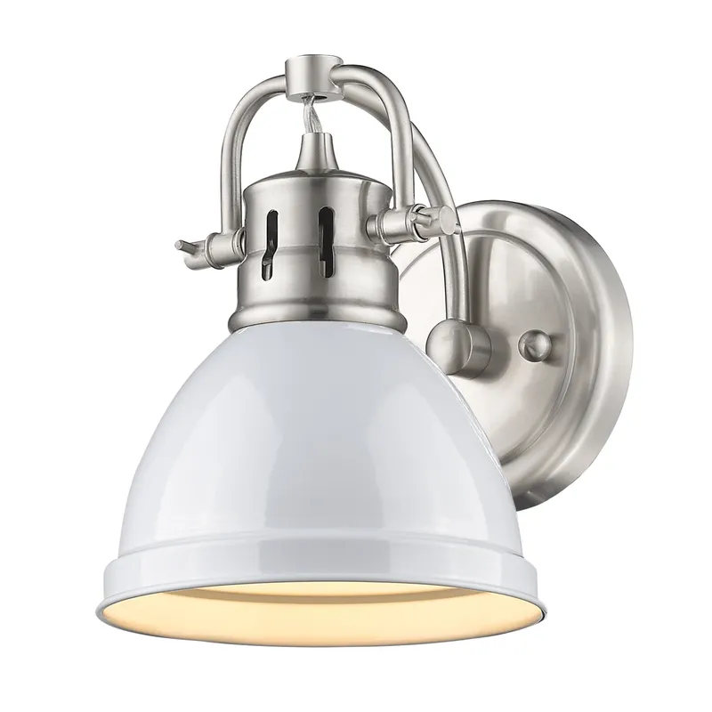 Yep by Golden Lighting Duncan 1-light Vanity in Pewter and White shade — Golden Lighting LED Wall Lights 100.0W 
