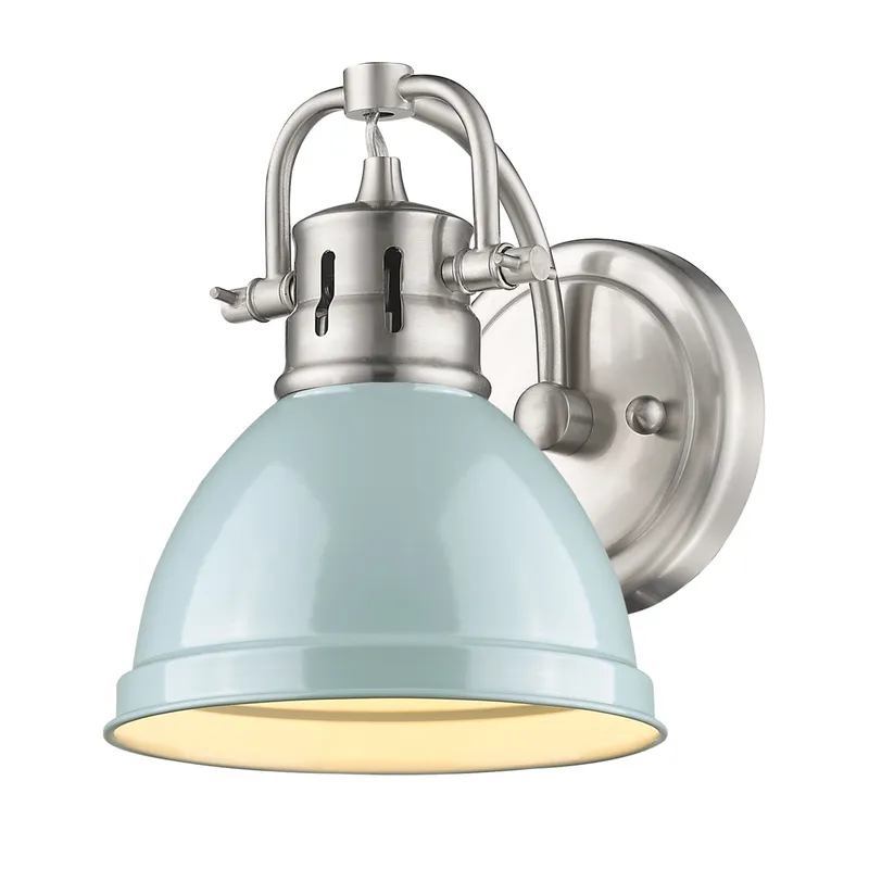 Yep by Golden Lighting Duncan 1-light Vanity in Pewter and Seafoam shade — Golden Lighting LED Wall Lights 100.0W 