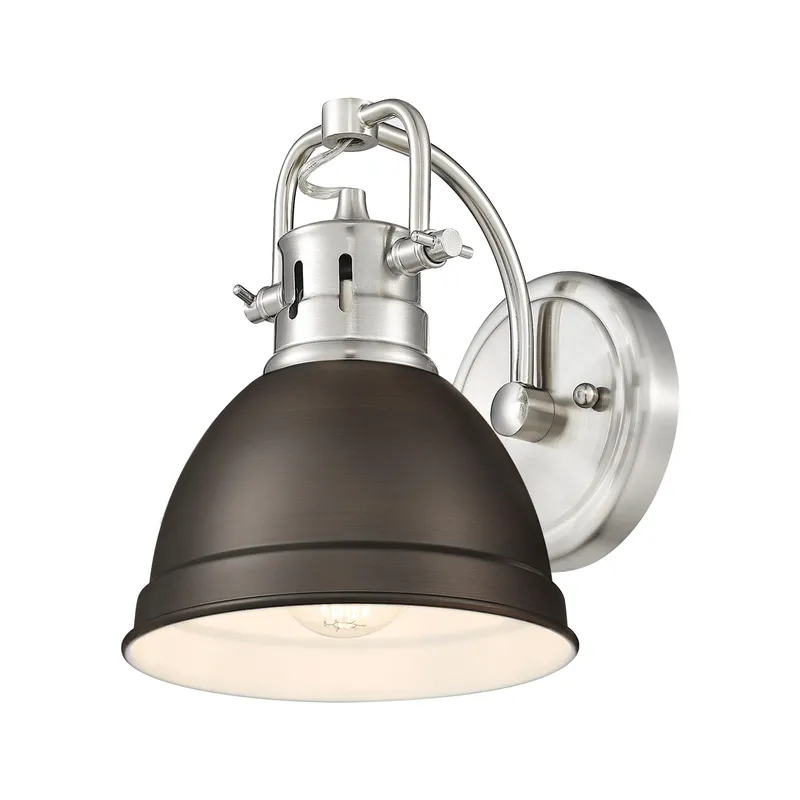 Yep by Golden Lighting Duncan 1-light Vanity in Pewter and Rubbed Bronze shade — Golden Lighting LED Wall Lights  