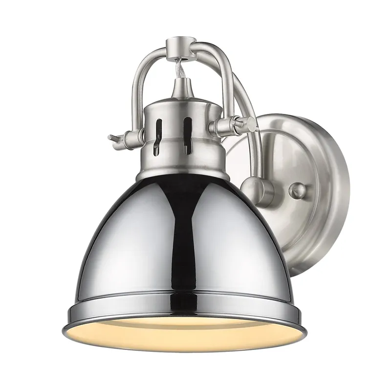 Yep by Golden Lighting Duncan 1-light Vanity in Pewter and Chrome shade — Golden Lighting LED Wall Lights 100.0W 