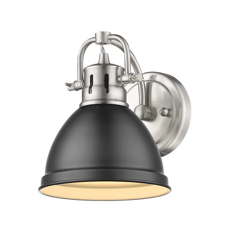Yep by Golden Lighting Duncan 1-light Vanity in Pewter and Matte Black shade — Golden Lighting LED Wall Lights 100.0W 