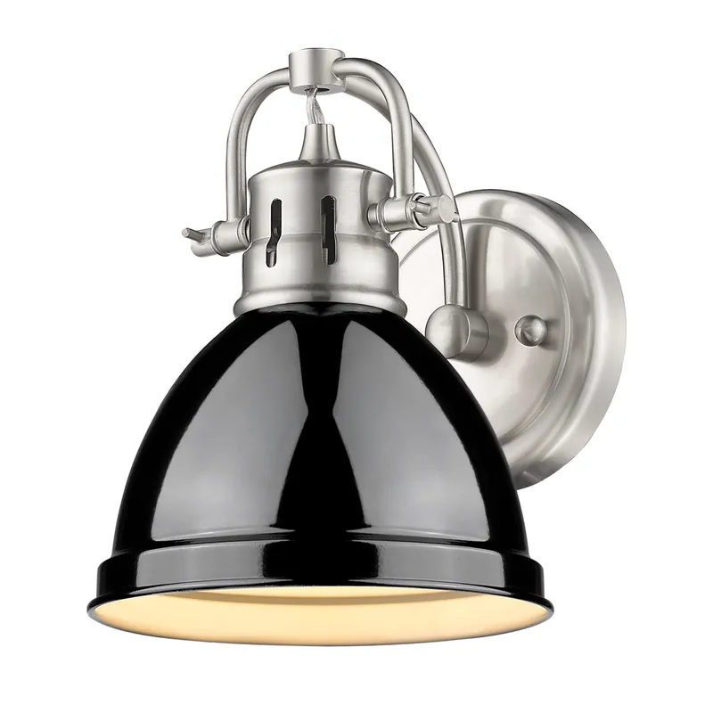Yep by Golden Lighting Duncan 1-light Vanity in Pewter and Black shade — Golden Lighting LED Wall Lights 100.0W 