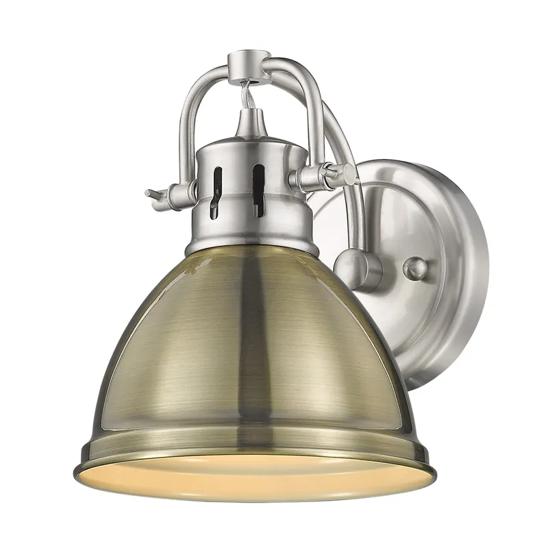 Yep by Golden Lighting Duncan 1-light Vanity in Pewter and Aged Brass shade — Golden Lighting LED Wall Lights  