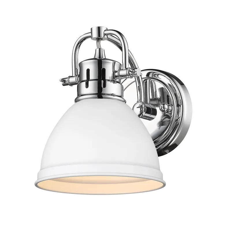 Yep by Golden Lighting Duncan 1-light Vanity in Chrome and Matte White shade — Golden Lighting LED Wall Lights  