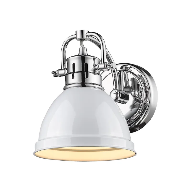 Yep by Golden Lighting Duncan 1-light Vanity in Chrome and White shade — Golden Lighting LED Wall Lights  
