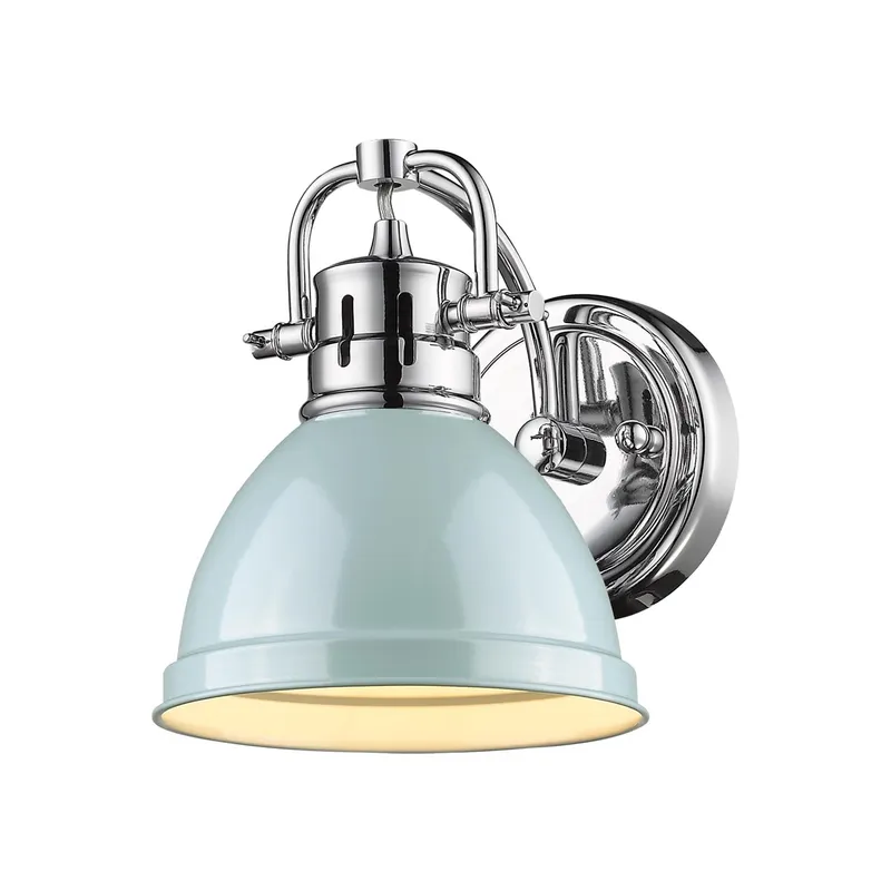 Yep by Golden Lighting Duncan 1-light Vanity in Chrome and Seafoam shade — Golden Lighting LED Wall Lights  