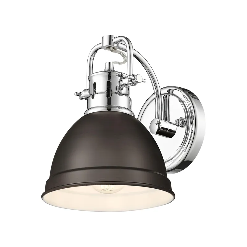 Yep by Golden Lighting Duncan 1-light Vanity in Chrome and Rubbed Bronze shade — Golden Lighting LED Wall Lights  
