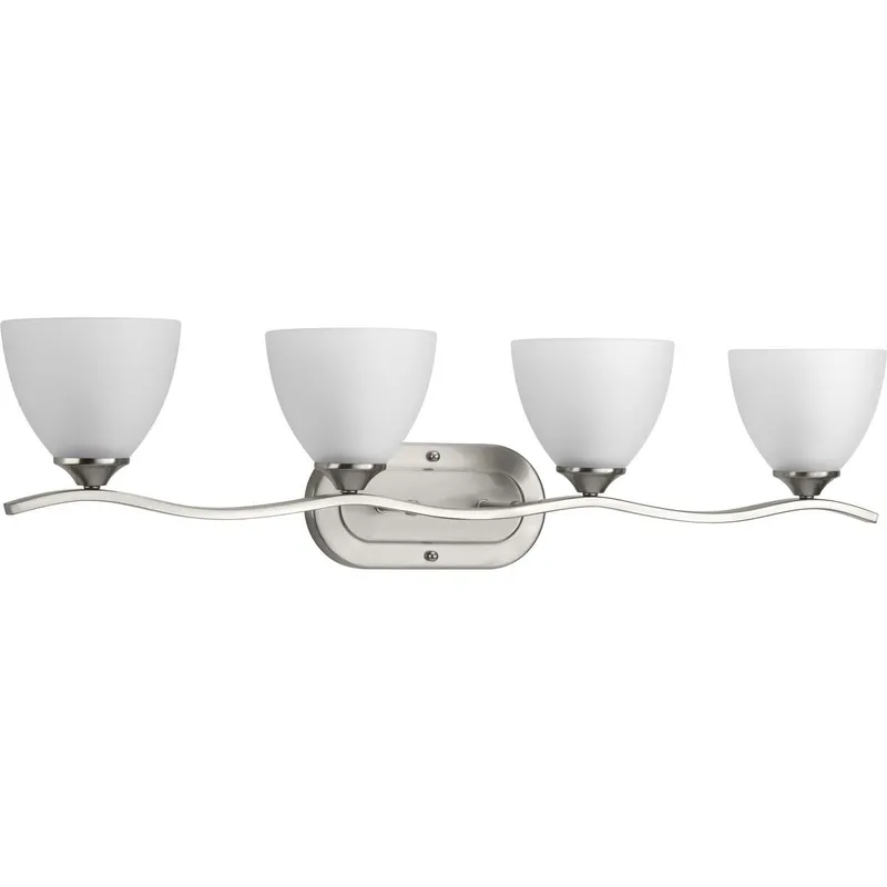 Laird Collection Four-Light Etched Glass Bath Vanity Light — Progress Lighting LED Wall Lights  