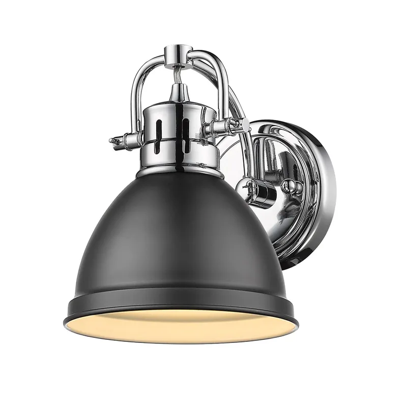 Yep by Golden Lighting Duncan 1-light Vanity in Chrome and Matte Black shade — Golden Lighting LED Wall Lights  